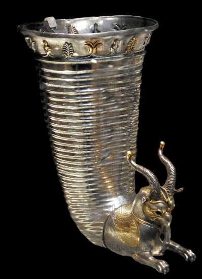 Fluted silver drinking horn