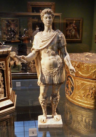 Ivory figurine depicting a man in armour