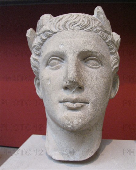 Limestone portrait head from a statue of a worshipper