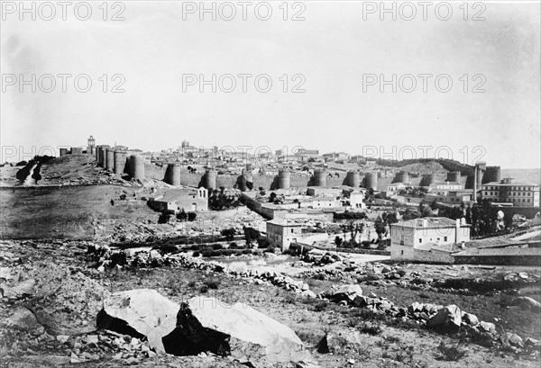 View of Avila showing wall around old part of city