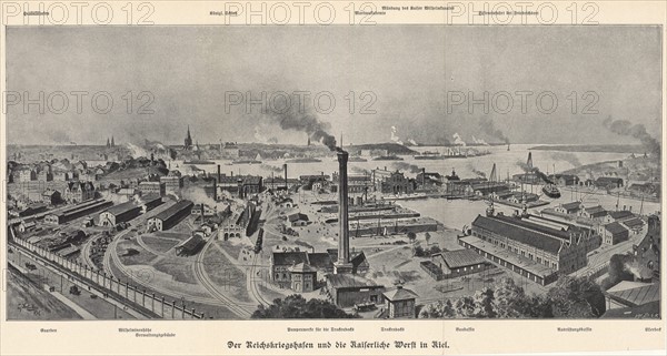 German naval base and Royal Dockyards, Kiel. From Das Buch der Erfindungen Gewerbe und Industrien', Leipzig, c1900.