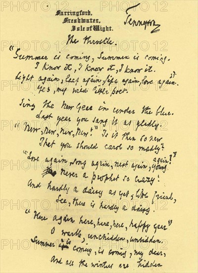 Manuscript of 'The Throstle'