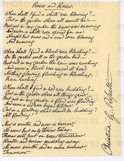 Manuscript of 'Roses and Roses'