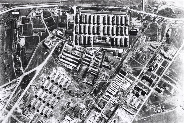 Aerial view of Auschwitz I concentration camp