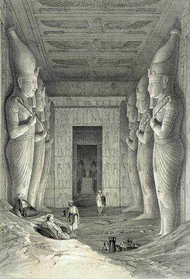 Limestone statues of Ramses II in main temple at Abu Simbel