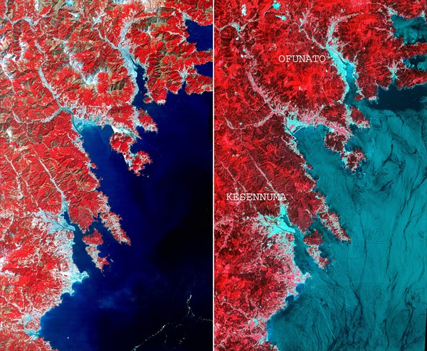 Image of the north-eastern Japan coastal cities of Ofunato and Kesennuma