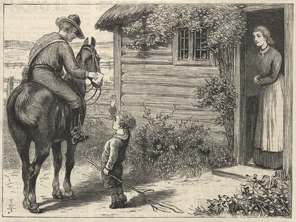 A Canadian postman mounted on horseback