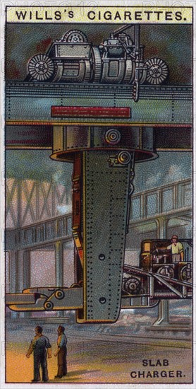 Engineering Wonders, 1927: Slab charger for a reheating furnace inserting a 12-ton plate slab..