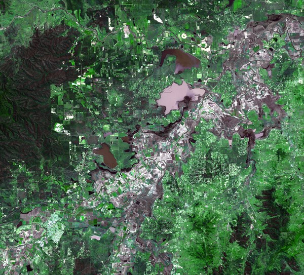 Satellite view of the inundation west of Brisbane in Australia