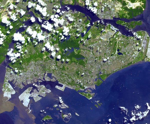 Satellite view of Singapore