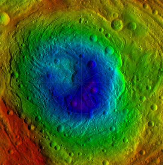 Satellite view of the northern and southern hemispheres of the giant asteroid Vesta