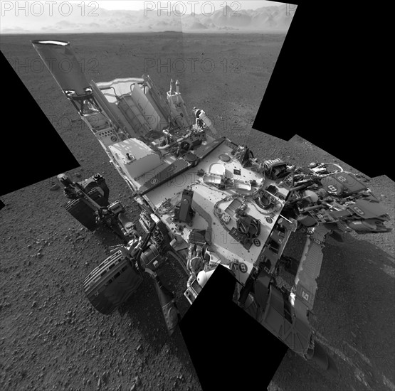 This full-resolution self-portrait shows the deck of NASA's Curiosity rover from the rover's Navigation camera.