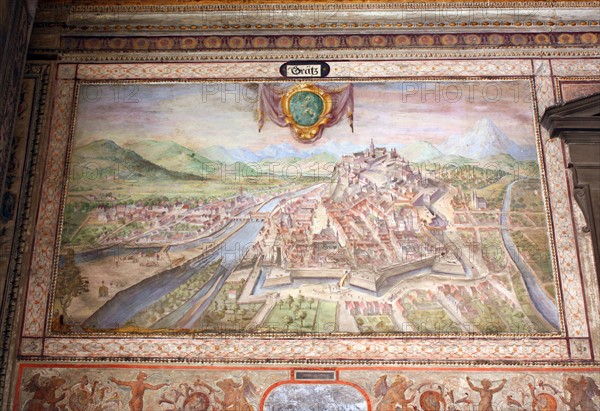 Painted interior detail from the Palazzo Vecchio in Florence, Italy.