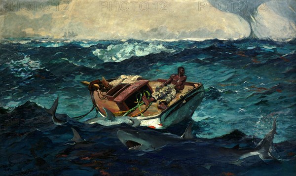 Oil painting 'The Gulf Stream' by Winslow Homer.