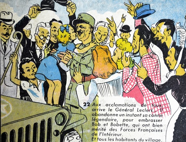 Illustration by Loys Petillot celebrating the struggle for liberty in Alsace & Lorraine at the end of world war Two.