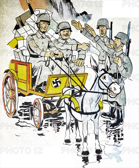 Illustration by Loys Petillot celebrating the struggle for liberty in Alsace & Lorraine at the end of world war Two.