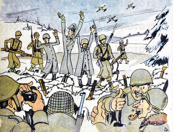 Illustration by Loys Petillot celebrating the struggle for liberty in Alsace & Lorraine at the end of world war Two.