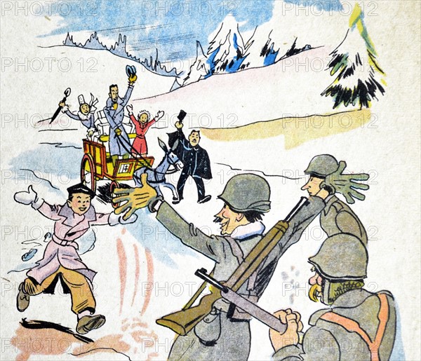 Illustration by Loys Petillot celebrating the struggle for liberty in Alsace & Lorraine at the end of world war Two.