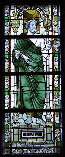 Stained glass representing Plato