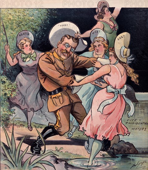 Satirical cartoon featuring Teddy Roosevelt