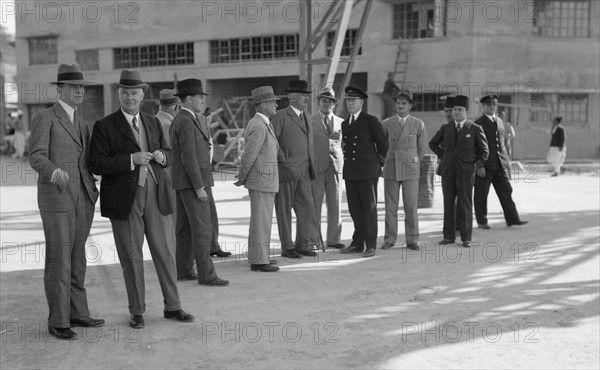 Members of the Royal Commission visiting the Jaffa Custom House 1936.