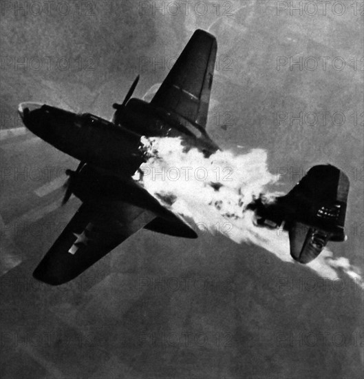 A US Air Force A-20 bomber aircraft is attacked