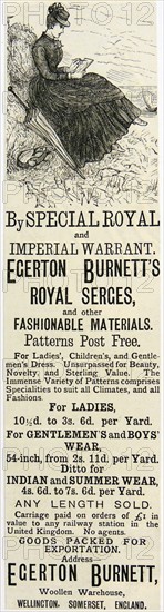 Advertisement for fabrics available by mail order