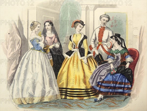 Ladies' Paris fashions, c1860.