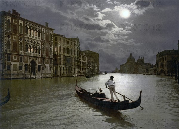 Grand Canal by moonlight, Venice, Italy