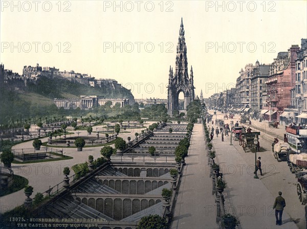 Princess Street and Scott Monument in Edinburgh