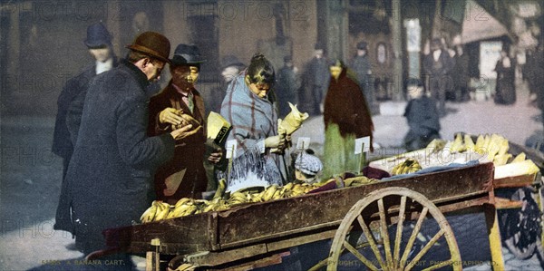 A banana cart in New York 1902.