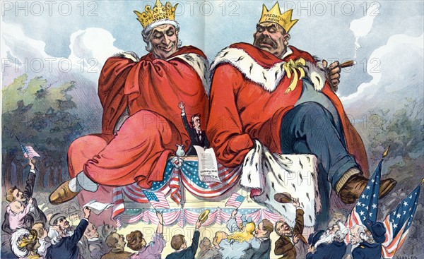 Illustration shows a fourth of July celebration, 1907