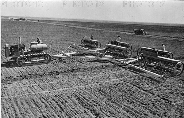 Sowing on a collective farm in USSR, 1930-1940