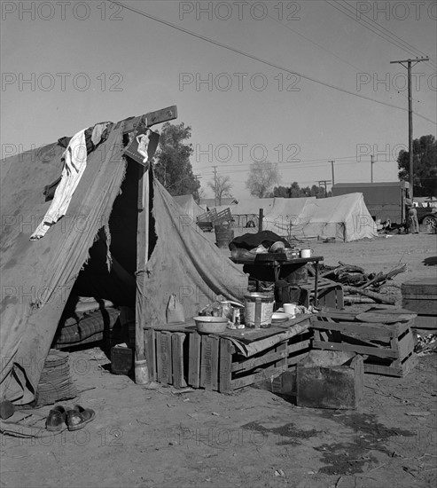 Migratory labour housing during carrot harvest, 1939