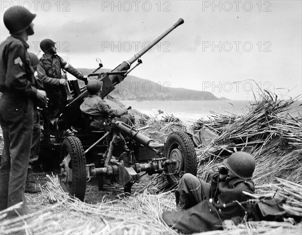 Anti-aircraft bofors gun in Algeria, 1943