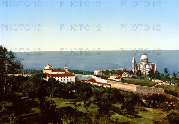 Notre Dame d' Afrique and Carmelite convent, Algiers, 1899.