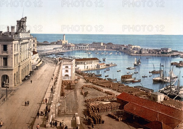 The harbour and admiralty, Algiers, Algeria 1899.