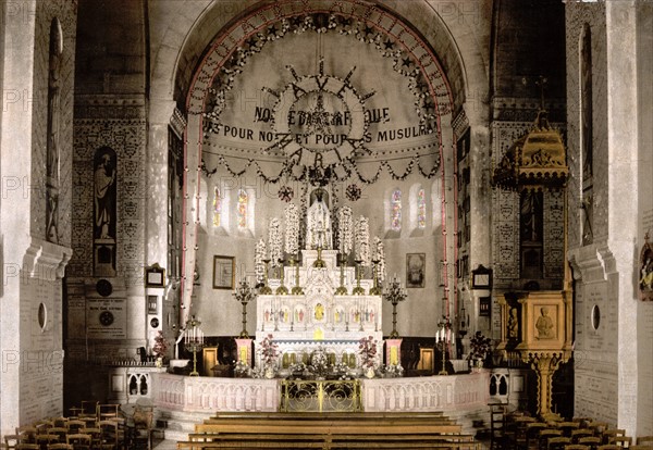 Interior of Notre Dame d'Afrique, Algiers, Algeria, 1899.