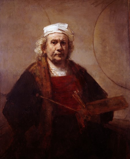 Rembrandt Harmenszoon van Rijn's painting titled 'Self-Portrait with Two Circles'