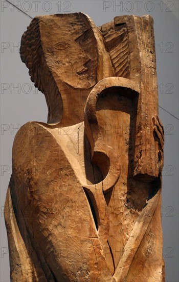 Elm wood sculpture titled 'Orpheus' by Ossip Zadkine