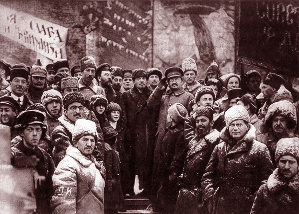 Lenin, Trotsky and Kamenev in Moscow, Russia, 1920