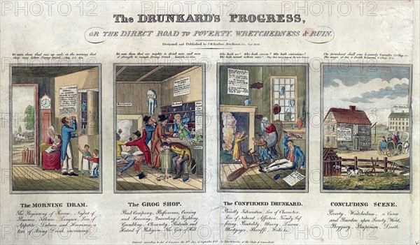 The Drunkard's progress by J.W. Barber, c1826.