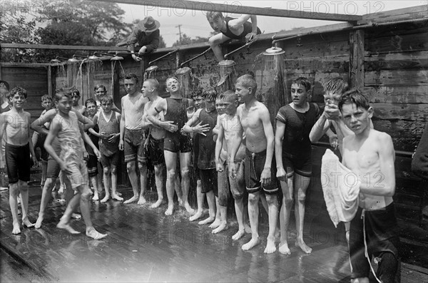 Boys camp, shower.