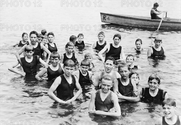 Boy Scouts in water at Camp Ranachqua