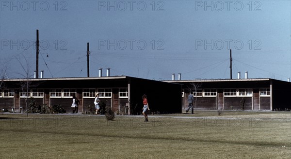 Row shelters, Texas, USA.