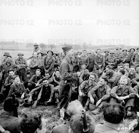 American actor Mickey Rooney, entertaining US troops in Germany in April 1945.