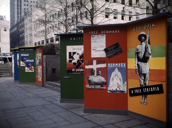 Rockefeller Plaza exhibit for United Nations by OWI, New York, N.Y.