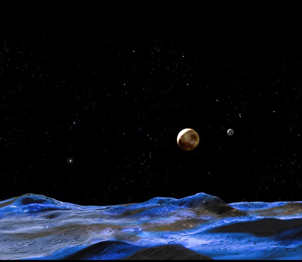 Pluto and some of its moons