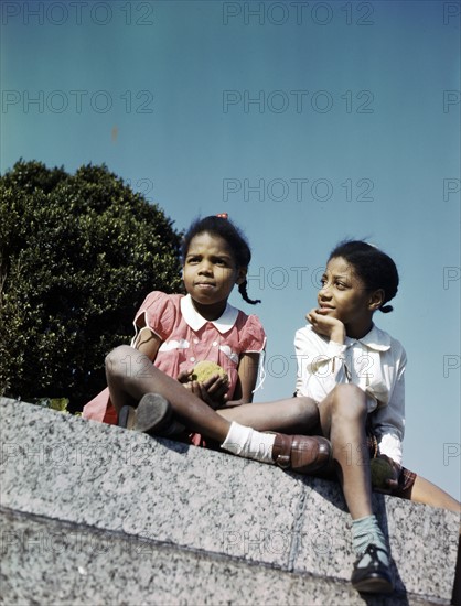 Colour photograph of two young Japanese-American girls