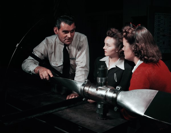 World War Two women in aeronautics class held at Washington High School, Los Angeles, California1942